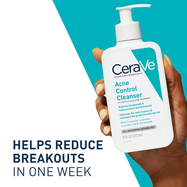CeraVe Acne Treatment Face Wash, Salicylic Acid Cleanser with Purifying Clay